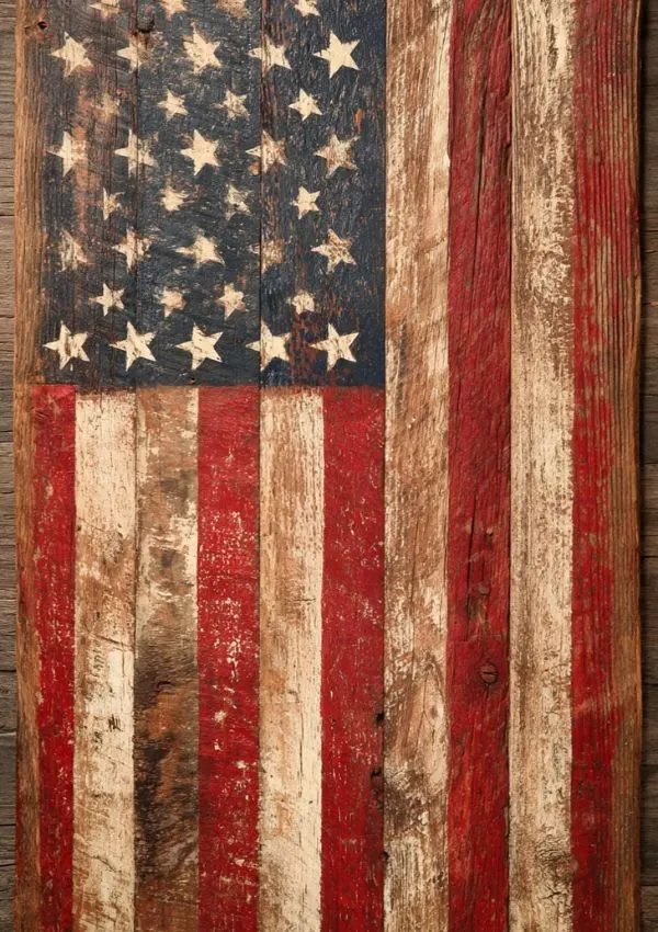Rustic Wooden American Flag