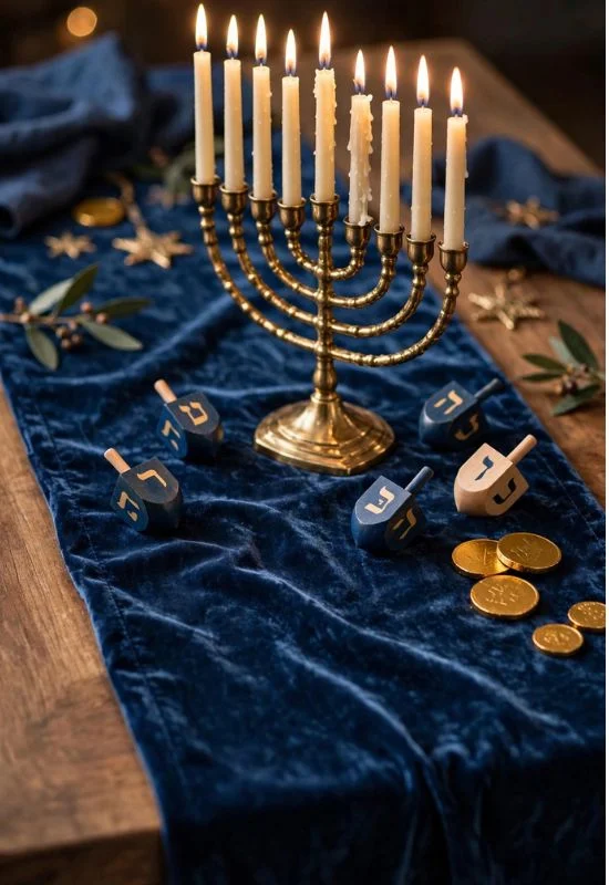 Blue Velvet Table Runner