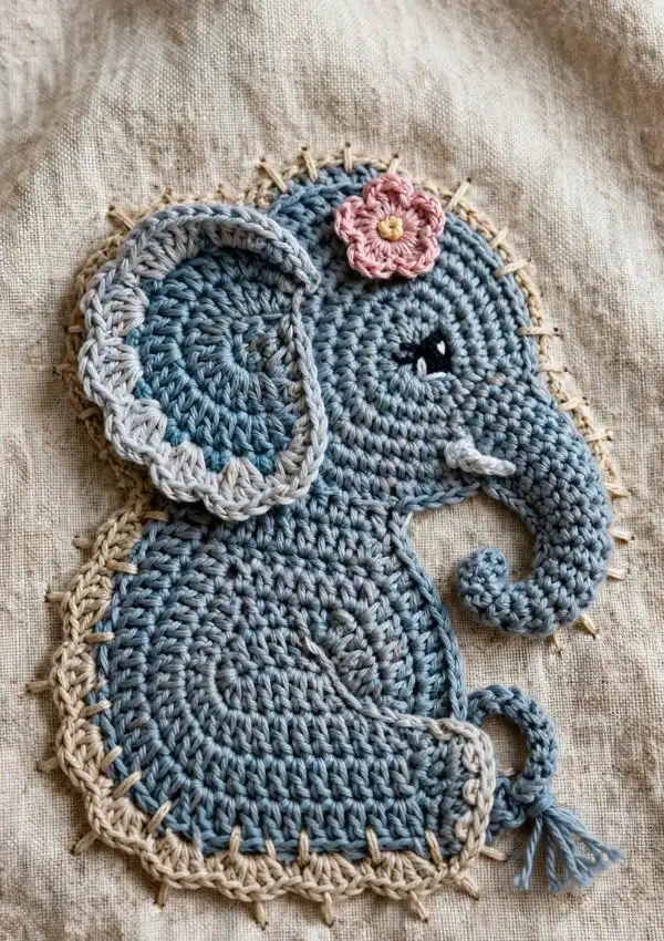 Crochet Elephant Appliqué