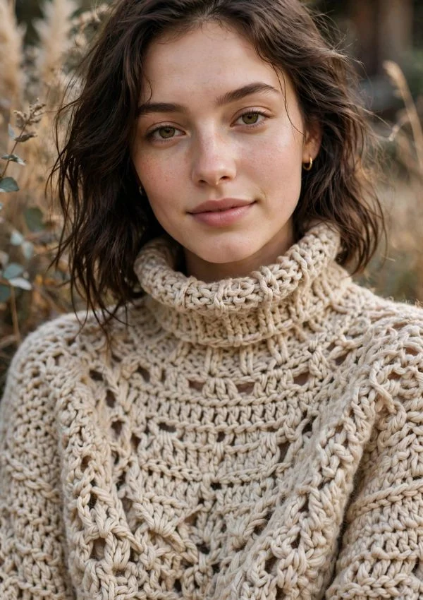 Crochet Turtleneck Sweater