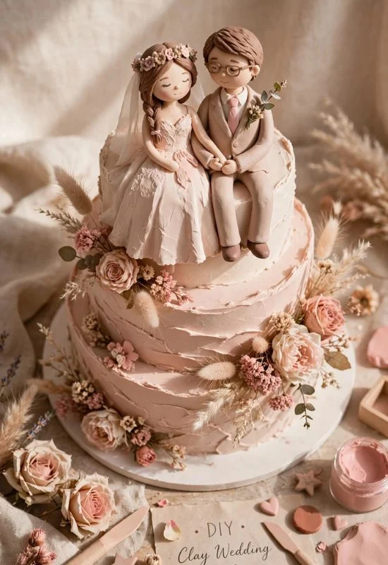 DIY Clay Wedding Cake Topper