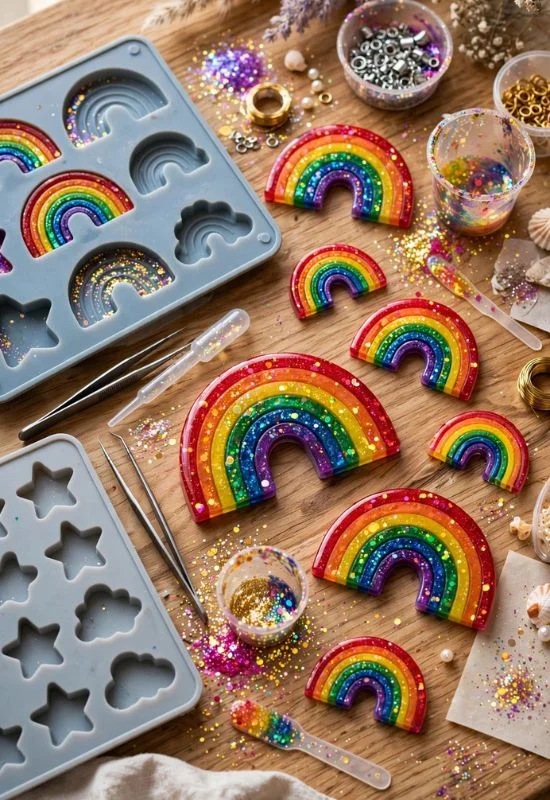 DIY Rainbow Resin Charm