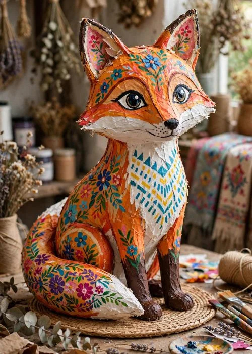 Handmade Paper Mache Animal Sculpture