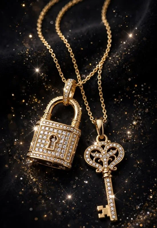 Lock and Key Charm Necklace