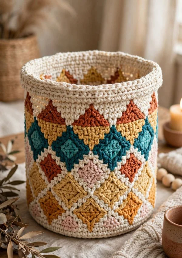Mosaic Crochet Basket