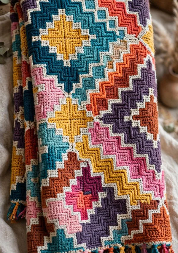 Mosaic Crochet Blanket