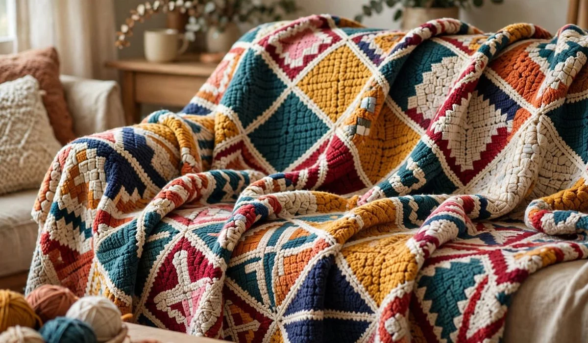 Mosaic Crochet Blanket