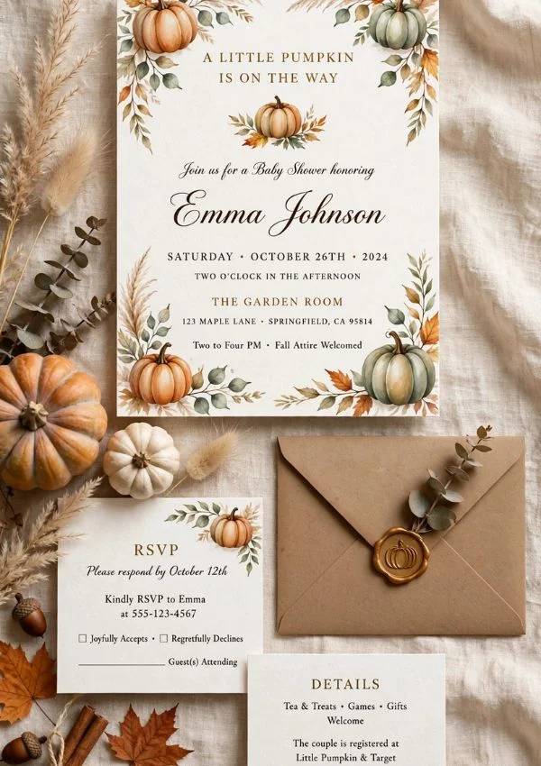 Pumpkin-Themed Invitation Suite
