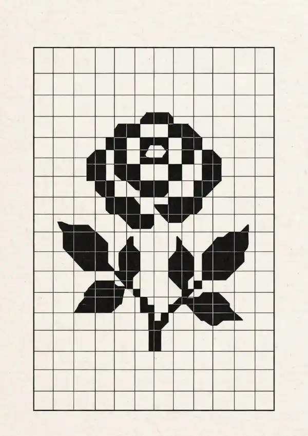 Small Rose Filet Crochet Chart