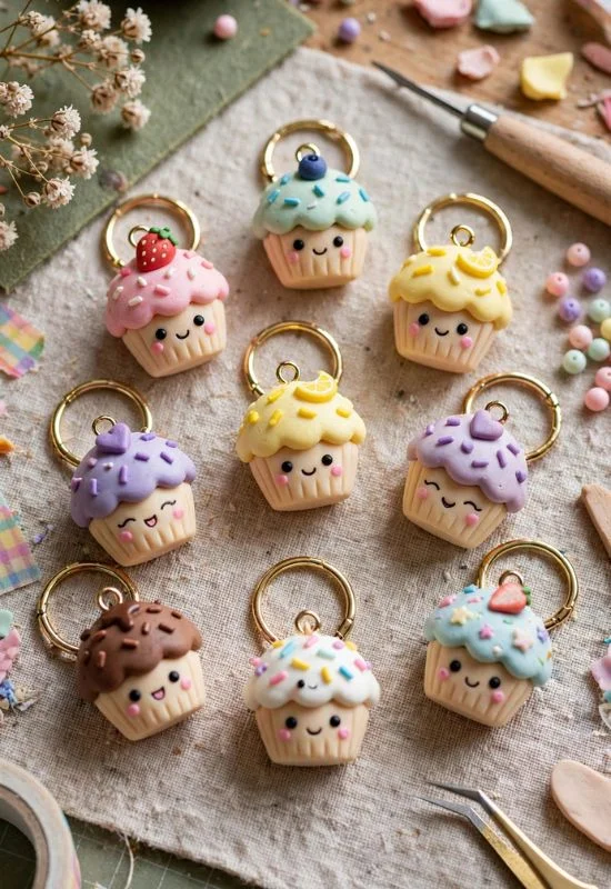 Tiny Cupcake Clay Charm