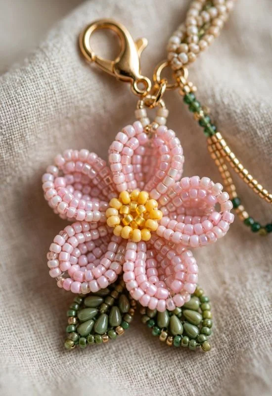 Beaded Flower Charm
