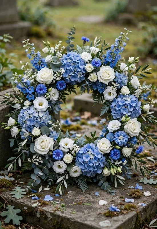 Blue and White Memorial Wreath