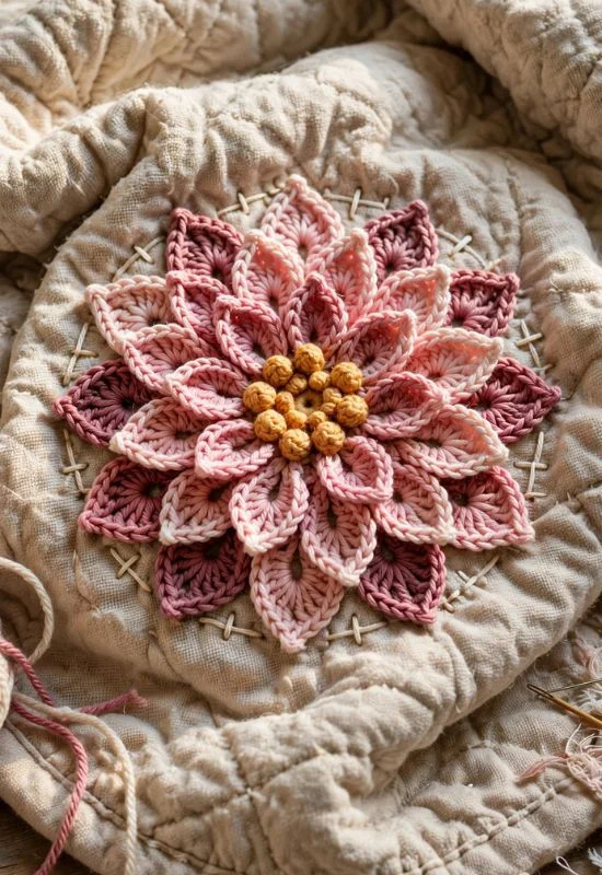 Crochet Dahlia Blanket Appliqué