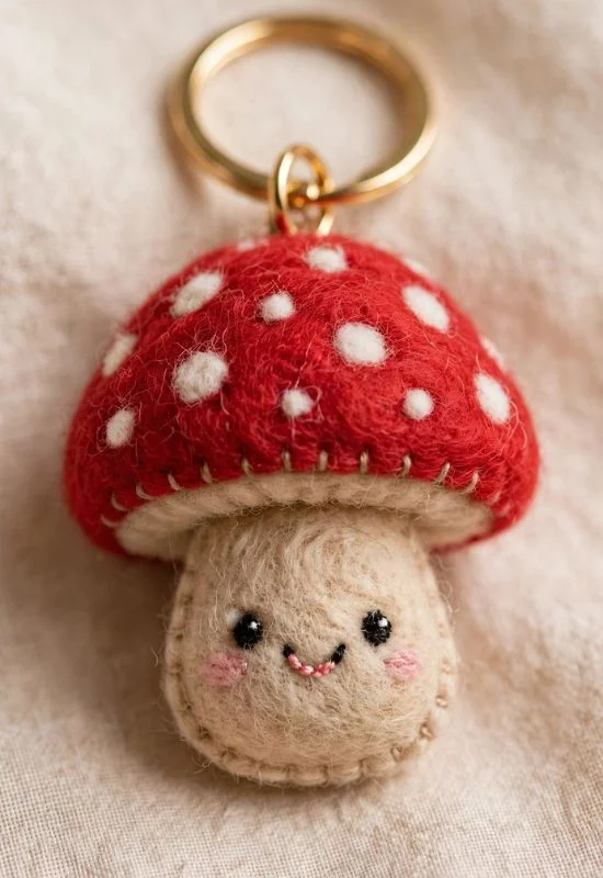 Felt Mushroom Charm 