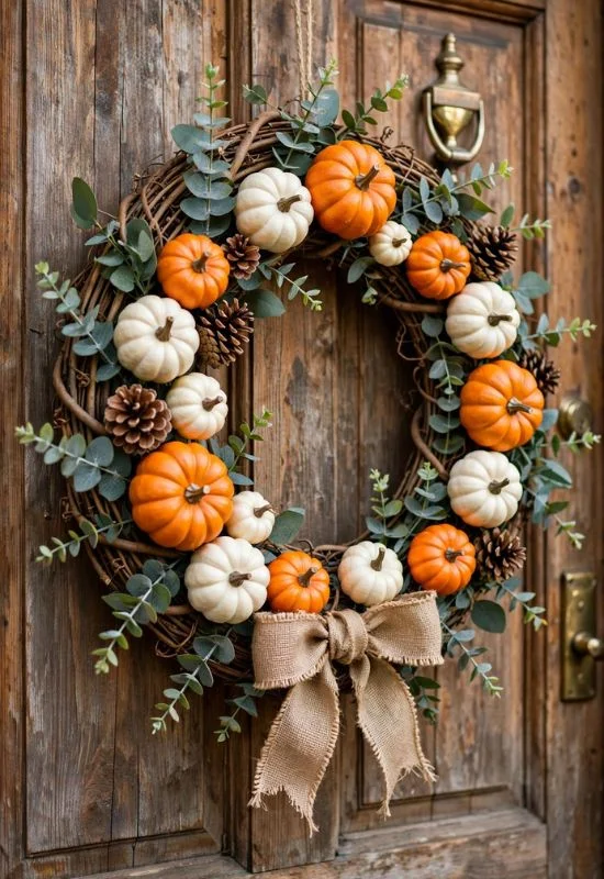 Mini Pumpkin Grapevine Wreath