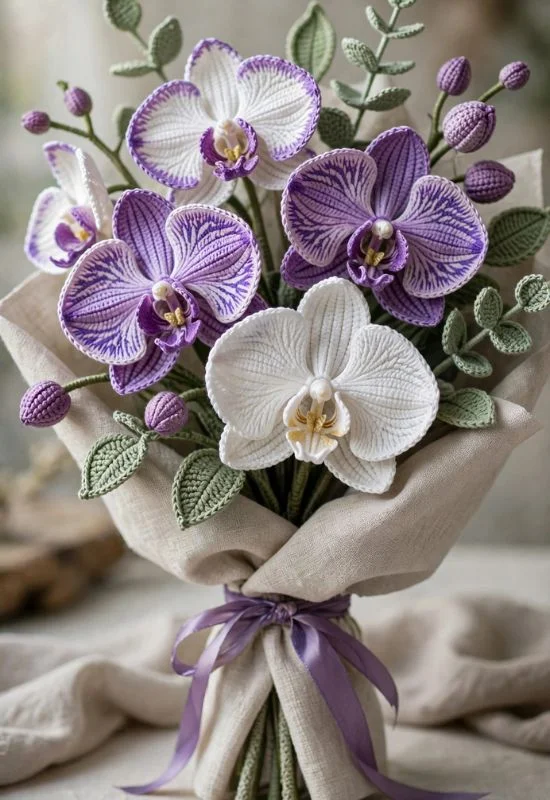 Orchid Crochet Bouquet