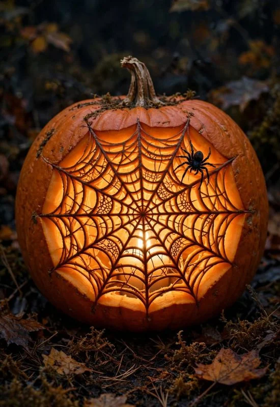 Pumpkin With a Spiderweb